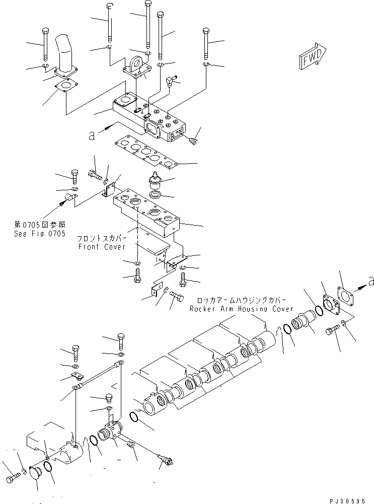Komatsu parts book diagram for S6D170-1D S/N 10490-UP: WATER MANIFOLD AND THERMOSTAT(#10490-11343)