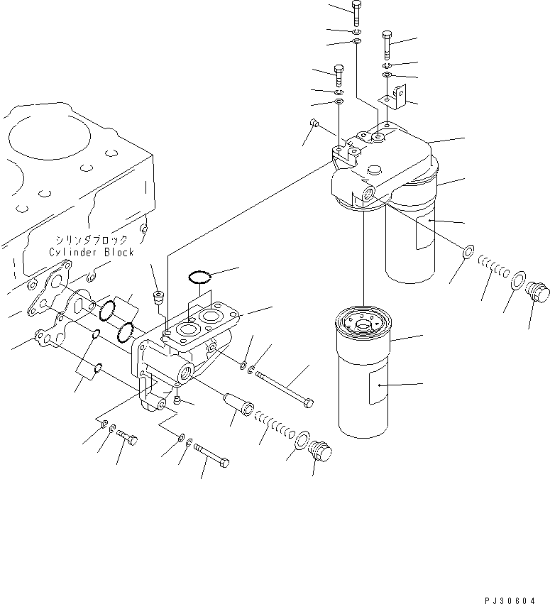 Komatsu parts book diagram for S6D170-1D S/N 10490-UP: LUBRICATING OIL FILTER AND MOUNTING