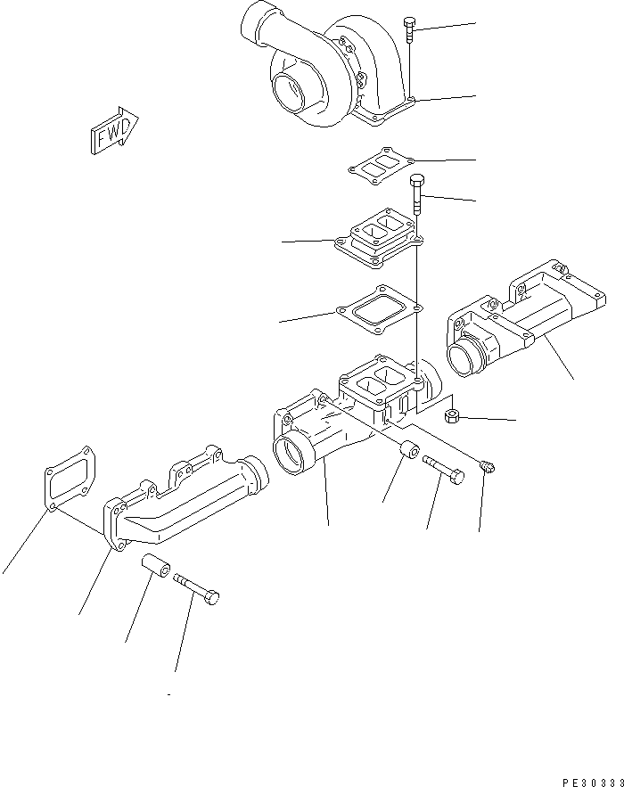 Komatsu parts book diagram for S6D170-1D-R S/N 10490-UP (-50cent. Spec.): EXHAUST MANIFOLD AND TURBOCHARGER