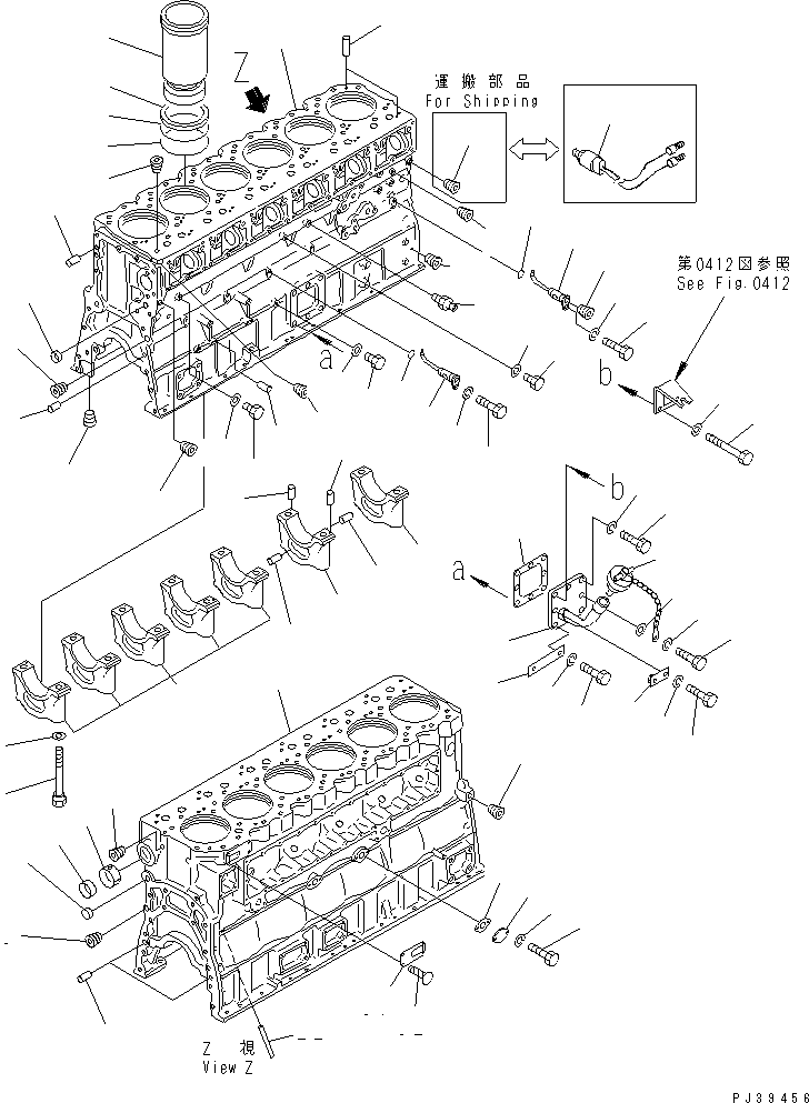 Komatsu parts book diagram for S6D170-1D-R S/N 10490-UP (-50cent. Spec.): CYLINDER BLOCK