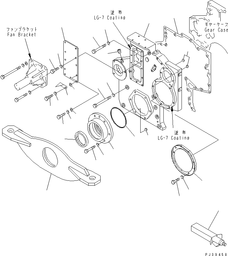 Komatsu parts book diagram for S6D170-1D-R S/N 10490-UP (-50cent. Spec.): FRONT COVER AND FRONT SUPPORT(#11289-)