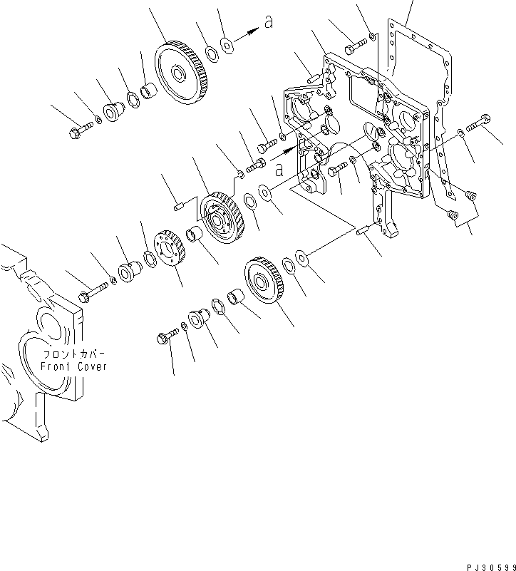 Komatsu parts book diagram for S6D170-1D-R S/N 10490-UP (-50cent. Spec.): GEAR CASE AND GEAR