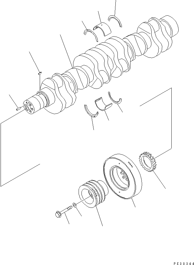 Komatsu parts book diagram for S6D170-1D-R S/N 10490-UP (-50cent. Spec.): CRANKSHAFT