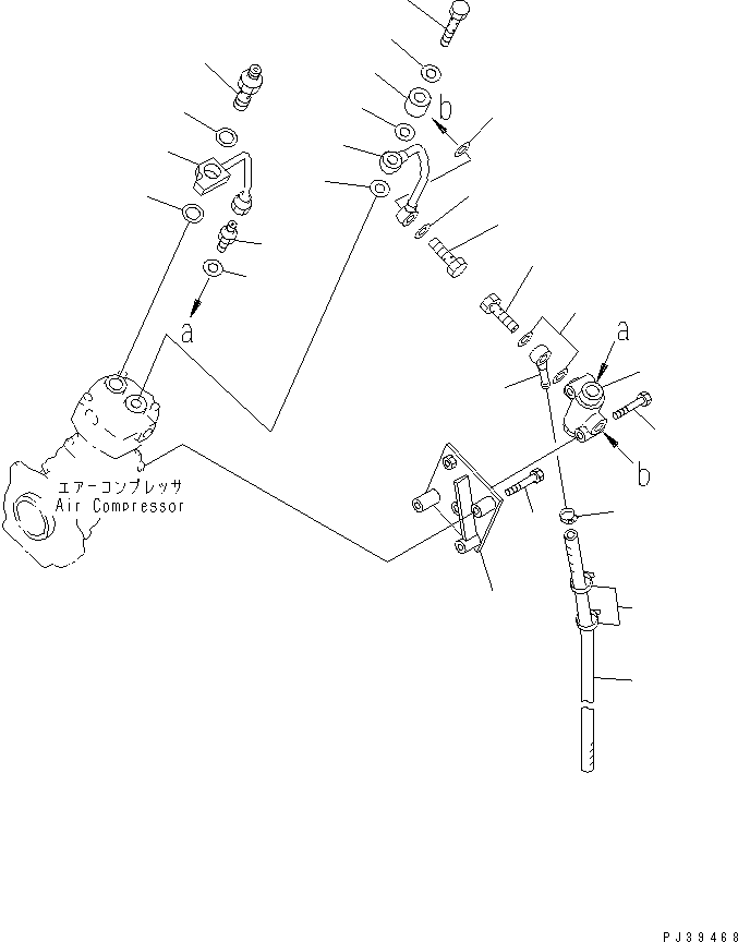 Komatsu parts book diagram for S6D170-1D-R S/N 10490-UP (-50cent. Spec.): AIR COMPRESSOR PIPING (2/2)