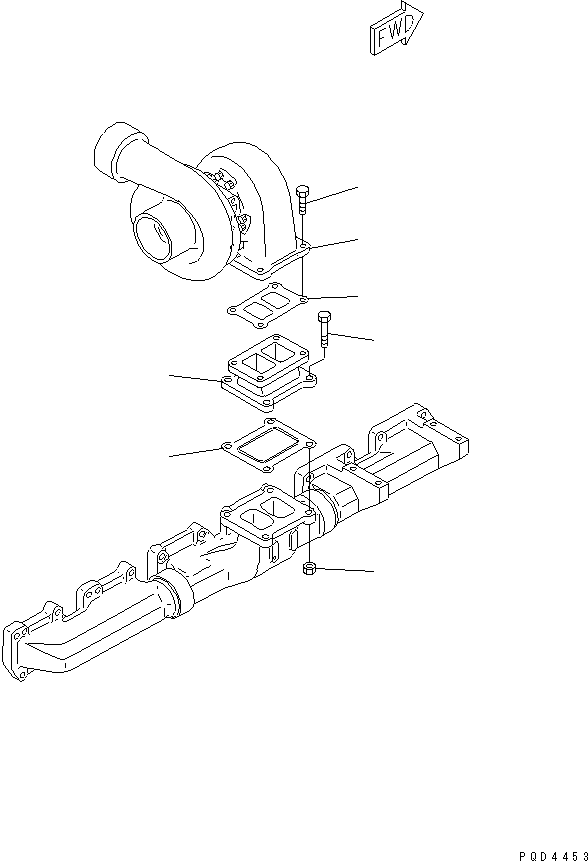 Komatsu parts book diagram for S6D170-1G-W S/N 14674-UP (For Canada / China / Chile / Russia): TURBOCHARGER MOUNTING(#15667-)
