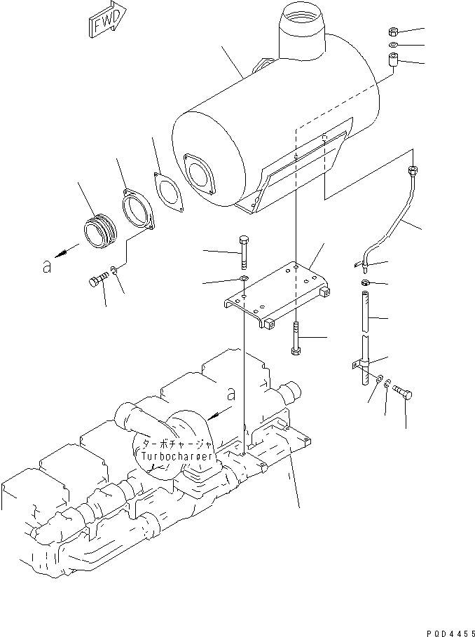 Komatsu parts book diagram for S6D170-1G-W S/N 14674-UP (For Canada / China / Chile / Russia): MUFFLER MOUNTING(#15667-)