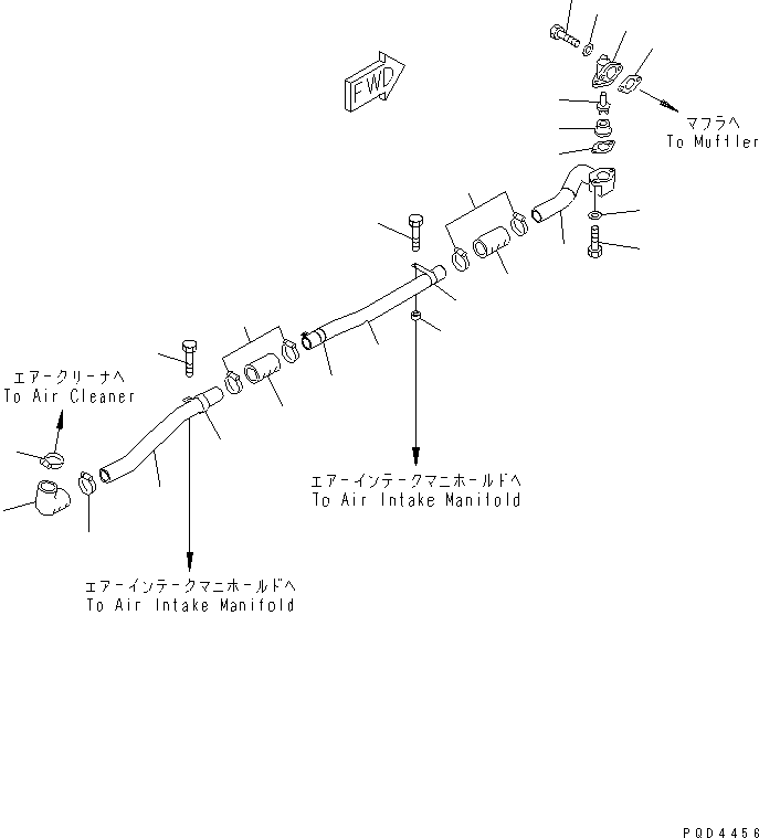 Komatsu parts book diagram for S6D170-1G-W S/N 14674-UP (For Canada / China / Chile / Russia): MUFFLER EJECTOR PIPING(#15667-)