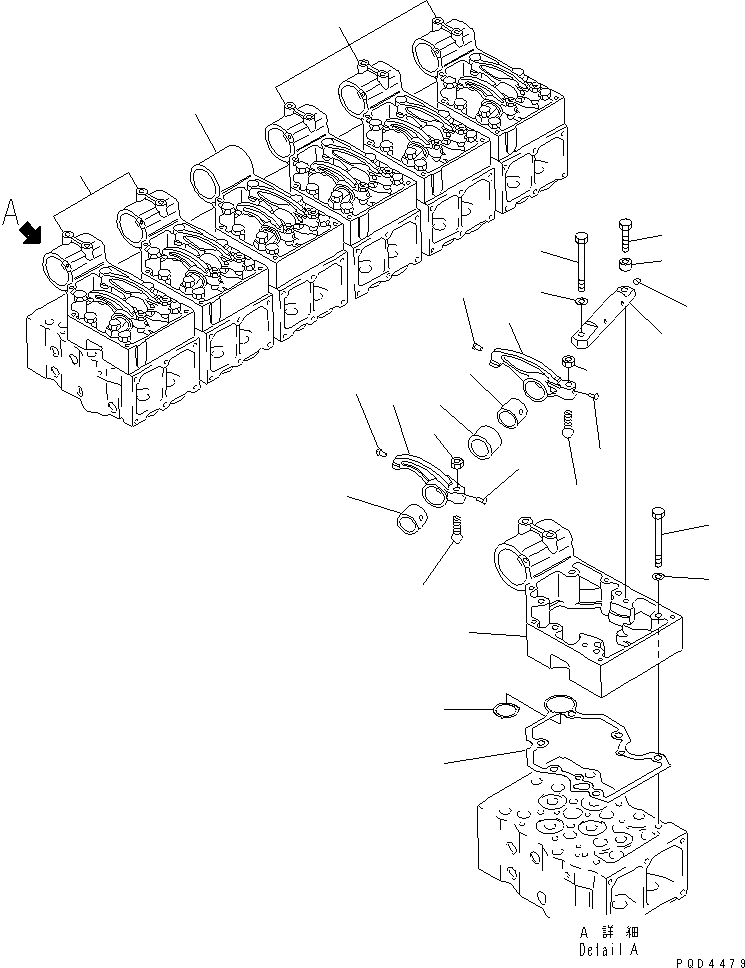 Komatsu parts book diagram for S6D170-1G-W S/N 14674-UP (For Canada / China / Chile / Russia): ROCKER ARM AND HOUNING(#15667-17480)