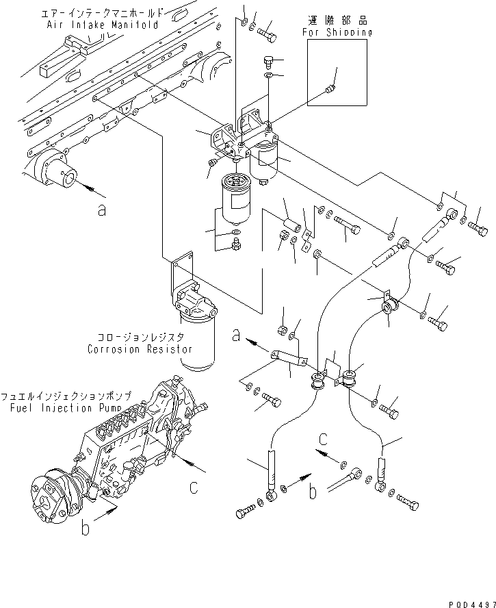 Komatsu parts book diagram for S6D170-1G-W S/N 14674-UP (For Canada / China / Chile / Russia): FUEL FILTER(#15707-18733)