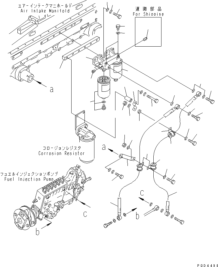 Komatsu parts book diagram for S6D170-1G-W S/N 14674-UP (For Canada / China / Chile / Russia): FUEL FILTER(#18734-)