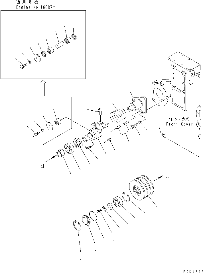 Komatsu parts book diagram for S6D170-1G-W S/N 14674-UP (For Canada / China / Chile / Russia): TENSION PULLEY(#15667-)