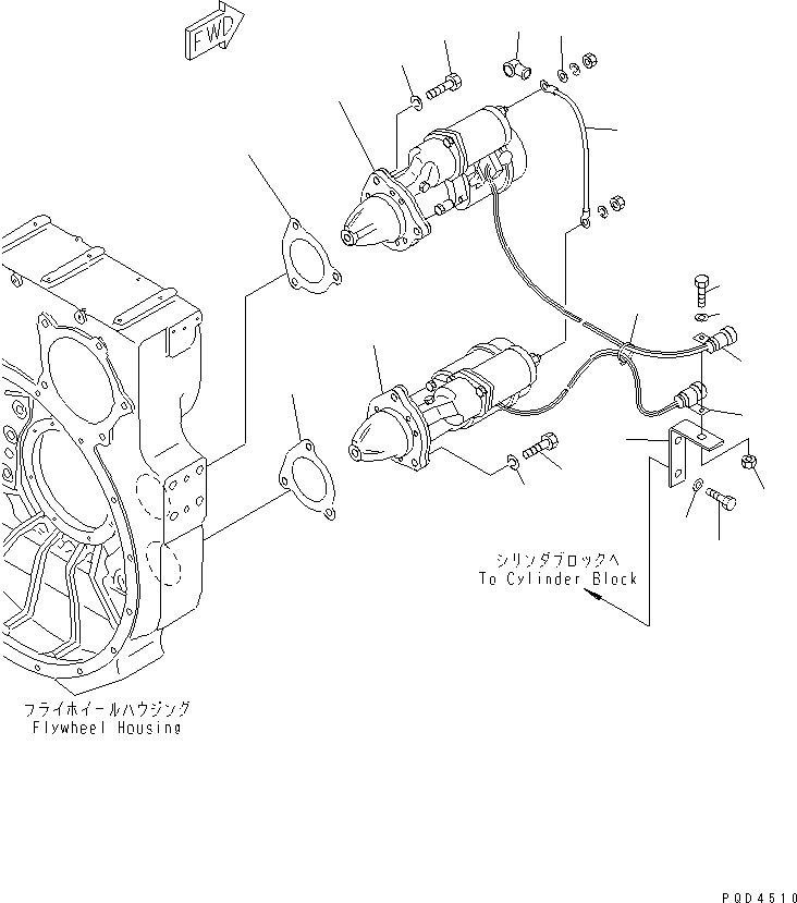 Komatsu parts book diagram for S6D170-1G-W S/N 14674-UP (For Canada / China / Chile / Russia): STARTING MOTOR MOUNTING (7.5KW)(#15667-)