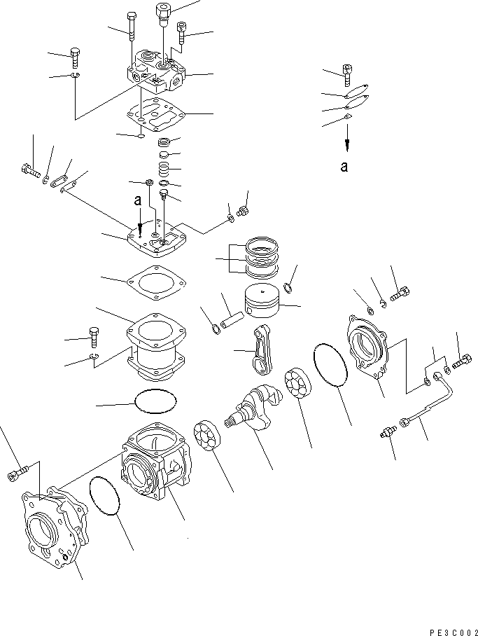 Komatsu parts book diagram for S6D170-1G-W S/N 14674-UP (For Canada / China / Chile / Russia): AIR COMPRESSOR (INNER PARTS)(#15667-)