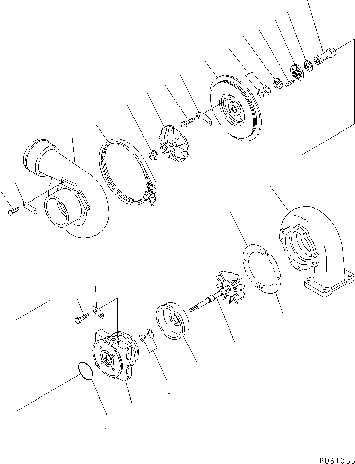 Komatsu parts book diagram for S6D170E-2A-6D S/N 17001-UP: TURBOCHARGER (INNER PARTS)(#17358-)