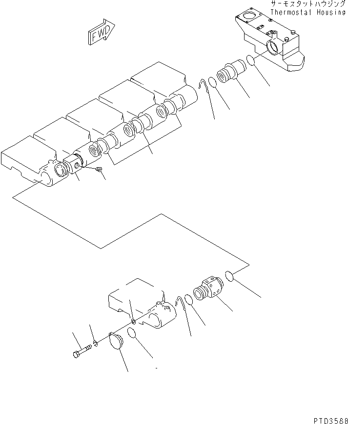 Komatsu parts book diagram for S6D170E-2A-6D S/N 17001-UP: WATER MANIFOLD (EXTREME COLD TERRAIN SPEC.)(#17358-)