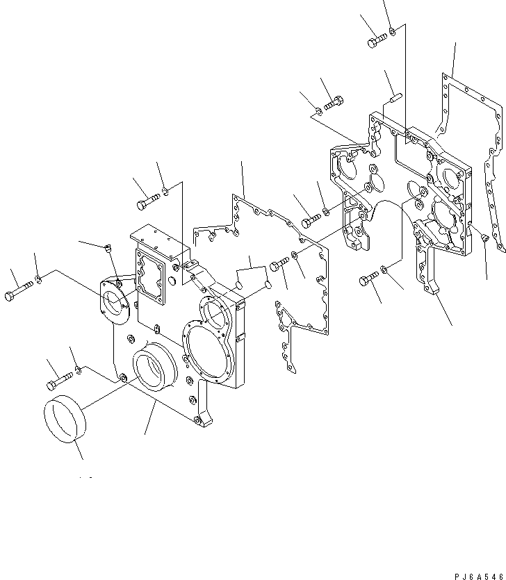 Komatsu parts book diagram for S6D170E-2A-6D S/N 17001-UP: FRONT COVER(#19293-)