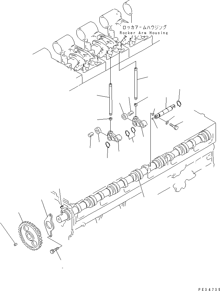 Komatsu parts book diagram for S6D170E-2A-6D S/N 17001-UP: CAMSHAFT AND CAMFOLLOWER(#17353-19339)