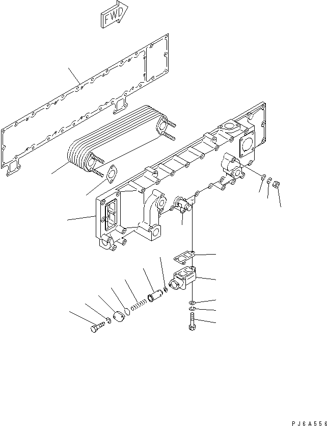 Komatsu parts book diagram for S6D170E-2A-6D S/N 17001-UP: LUBRICATING OIL COOLER(#19293-)
