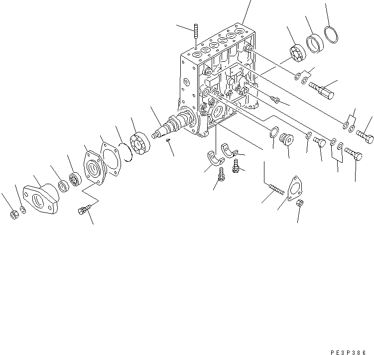 Komatsu parts book diagram for S6D170E-2A-6D S/N 17001-UP: FUEL INJECTION PUMP (PUMP) (1/2) (EXTREME COLD TERRAIN SPEC.) (INNER PARTS)(#17358-)