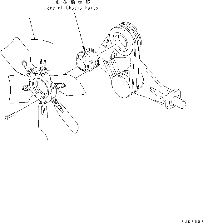 Komatsu parts book diagram for S6D170E-2A-6D S/N 17001-UP: COOLING FAN (REVERSIBLE FAN)(#20722-)