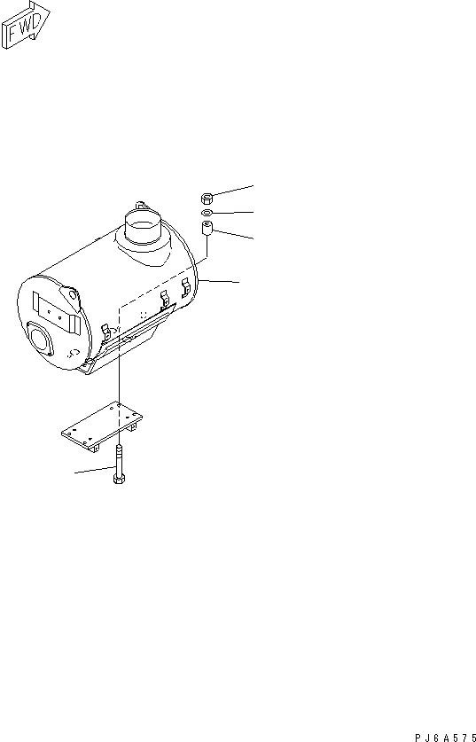 Komatsu parts book diagram for S6D170E-2A-6D S/N 17001-UP: MUFFLER MOUNTING (WITH THERMAL COVER)(#20138-)