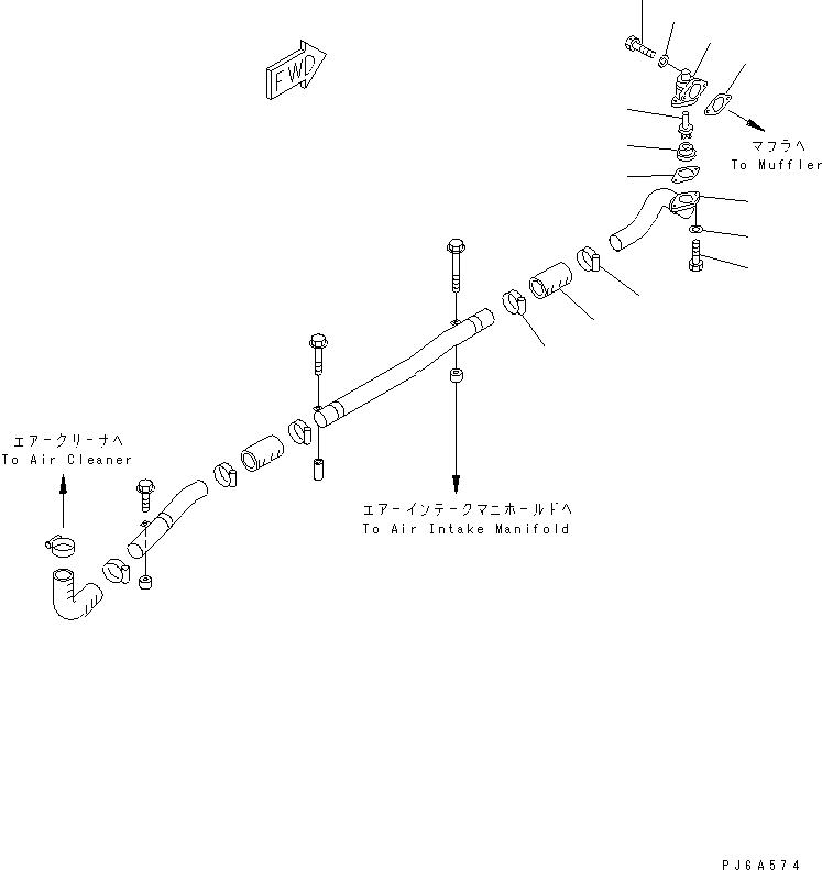 Komatsu parts book diagram for S6D170E-2A-6D S/N 17001-UP: MUFFLER EJECTOR (EXTREME COLD TERRAIN SPEC.)(#20138-)