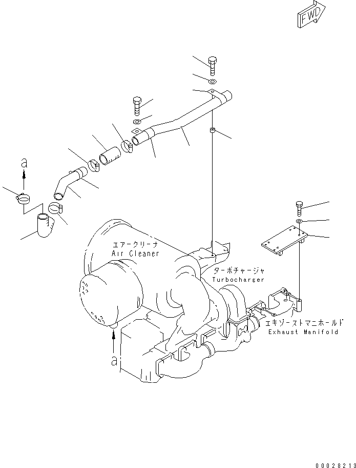 Komatsu parts book diagram for S6D170-1L-6W S/N 10001-UP: MUFFLER EJECTOR PIPING(#20011-)
