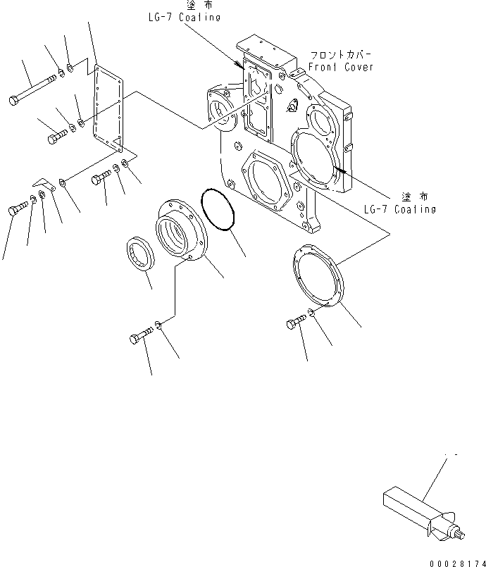 Komatsu parts book diagram for S6D170-1L-6W S/N 10001-UP: FRONT COVER ACCESSORY(#19305-)