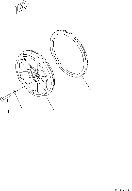 Komatsu parts book diagram for S6D170-1L-6W S/N 10001-UP: FLYWHEEL(#14001-)