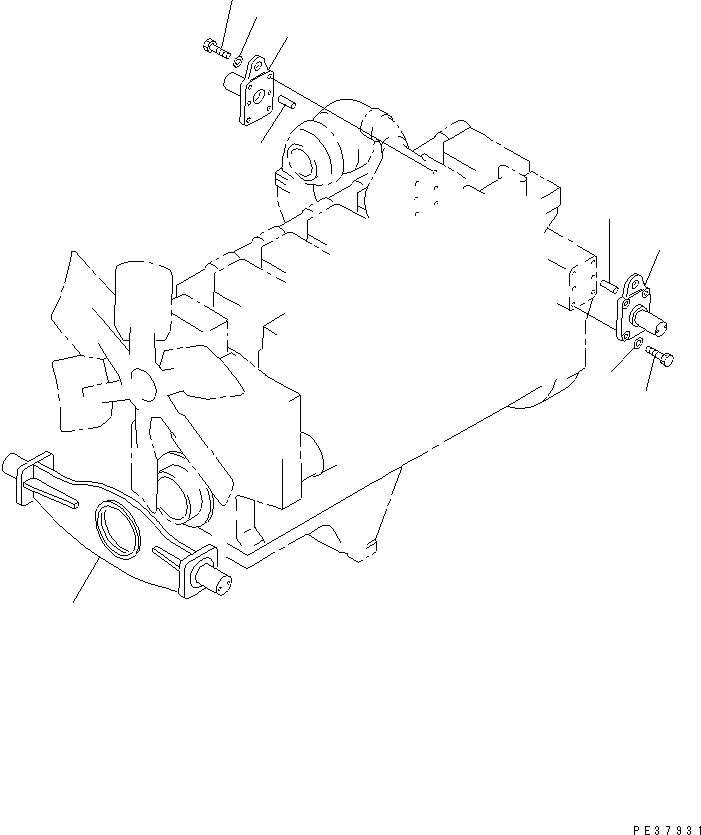 Komatsu parts book diagram for S6D170-1L-6W S/N 10001-UP: ENGINE MOUNTING(#14674-)