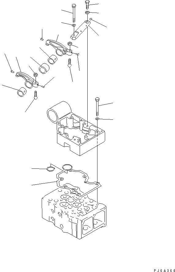 Komatsu parts book diagram for S6D170-1L-6W S/N 10001-UP: ROCKER ARM(#19282-)