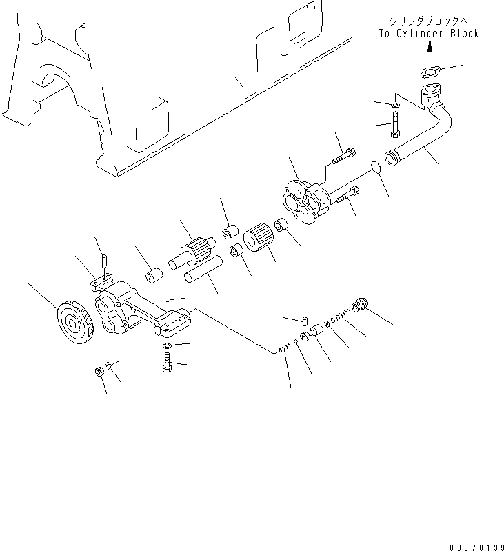 Komatsu parts book diagram for S6D170-1L-6W S/N 10001-UP: OIL PUMP(#11500-)