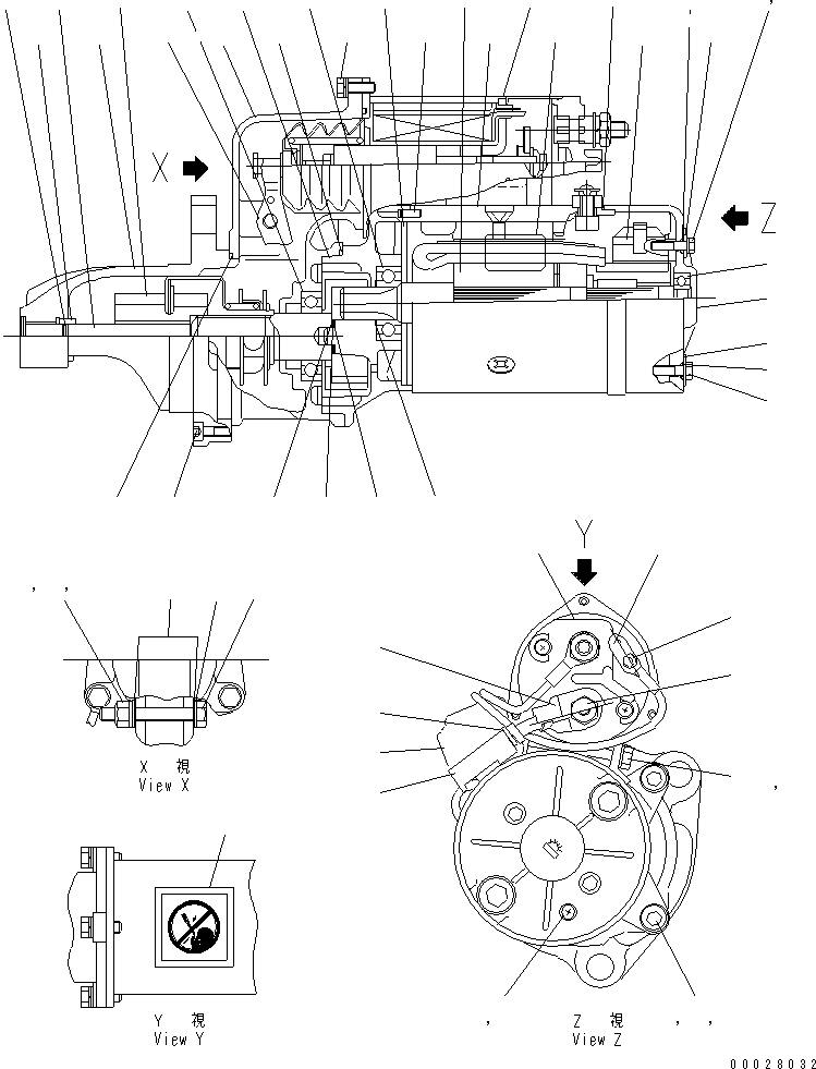Komatsu parts book diagram for S6D170-1L-6W S/N 10001-UP: STARTING MOTOR (7.5KW) (INNER PARTS)(#21953-)