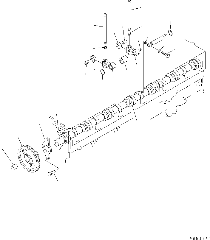 Komatsu parts book diagram for S6D170-1G-6A S/N 10001-UP: CAMSHAFT AND CAMFOLLOWER(#17481-19436)