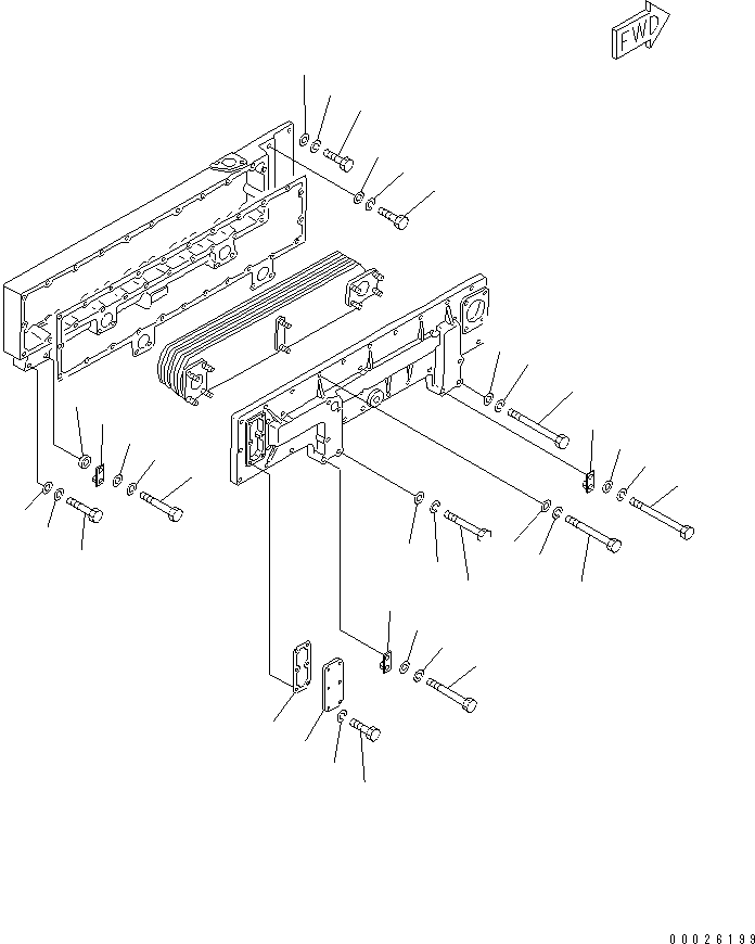 Komatsu parts book diagram for S6D170-1G-6A S/N 10001-UP: OIL COOLER MOUNTING AND ACCESSORY(#19311-)