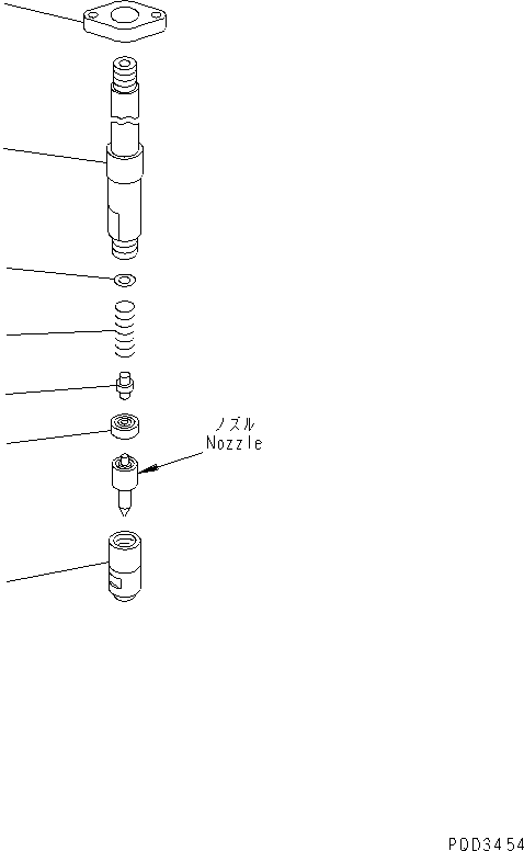 Komatsu parts book diagram for S6D170-1G-6A S/N 10001-UP: NOZZLE HOLDER (INNER PARTS)(#15707-)