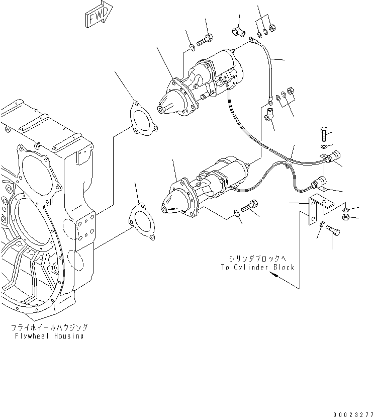 Komatsu parts book diagram for S6D170-1G-6A S/N 10001-UP: STARTING MOTOR MOUNTING (7.5KW)(#15667-)