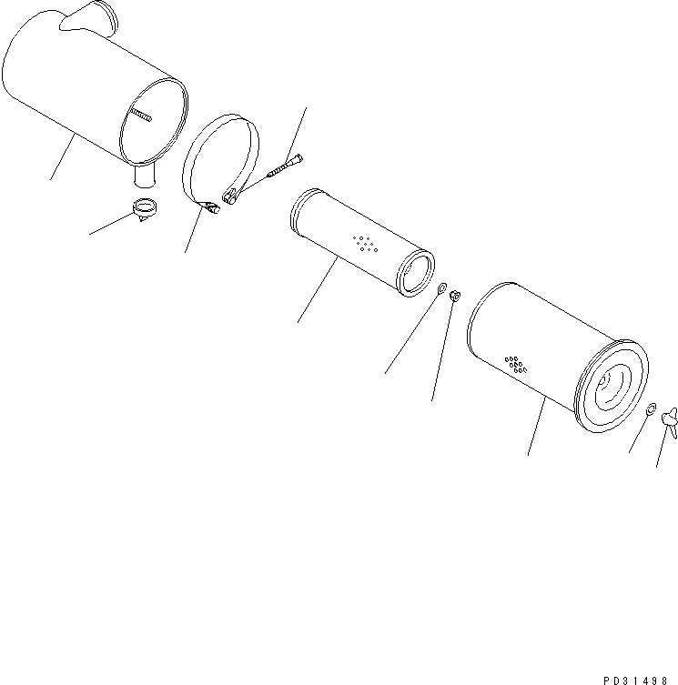 Komatsu parts book diagram for S6D95L-1MM-C S/N 106426-UP: AIR CLEANER (DOUBLE ELEMENT TYPE)