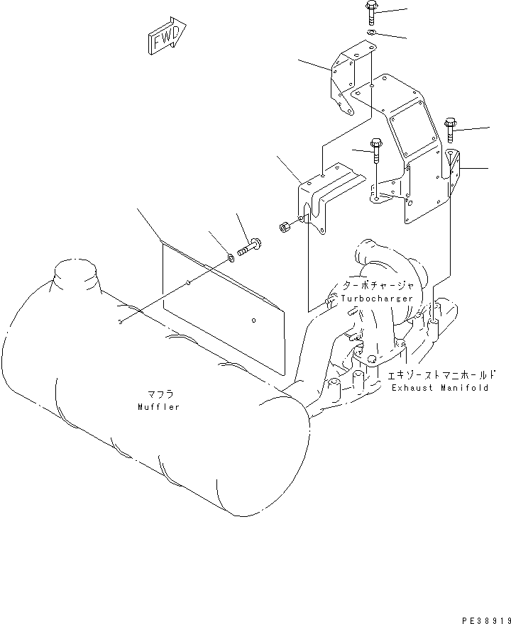 Komatsu parts book diagram for S6D95L-1MM-C S/N 106426-UP: HEAT SHIELD(#111868-132923)