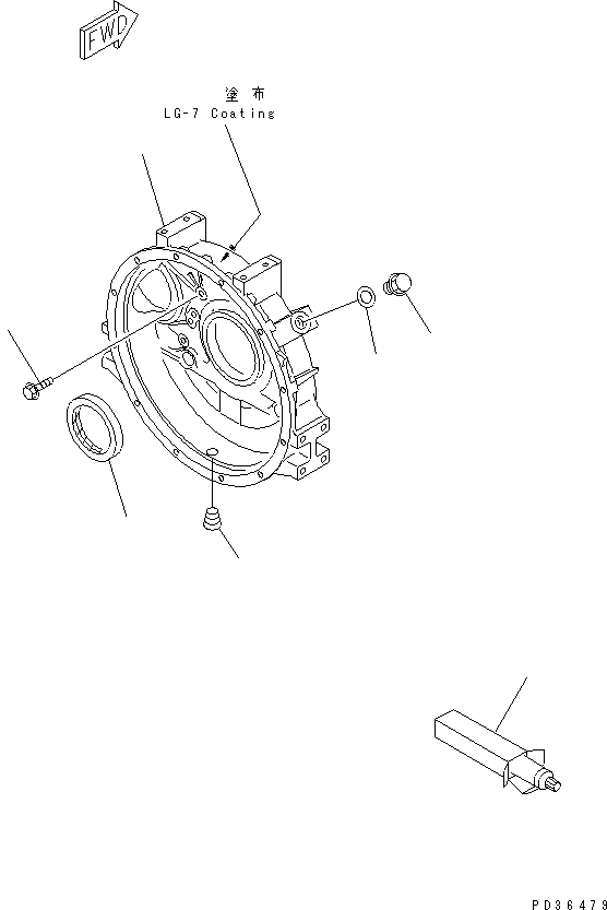 Komatsu parts book diagram for S6D95L-1MM-C S/N 106426-UP: FLYWHEEL HOUSING