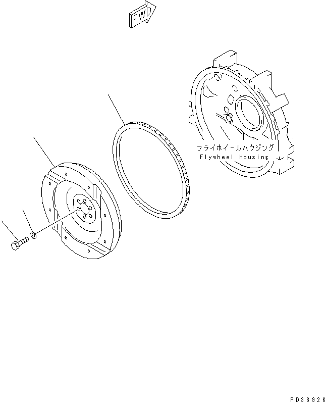 Komatsu parts book diagram for S6D95L-1MM-C S/N 106426-UP: FLYWHEEL