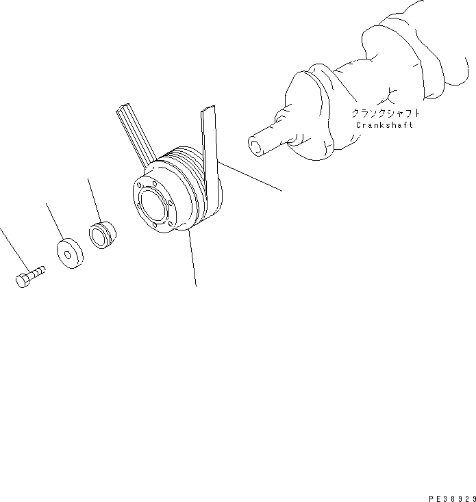 Komatsu parts book diagram for S6D95L-1MM-C S/N 106426-UP: CRANK PULLEY