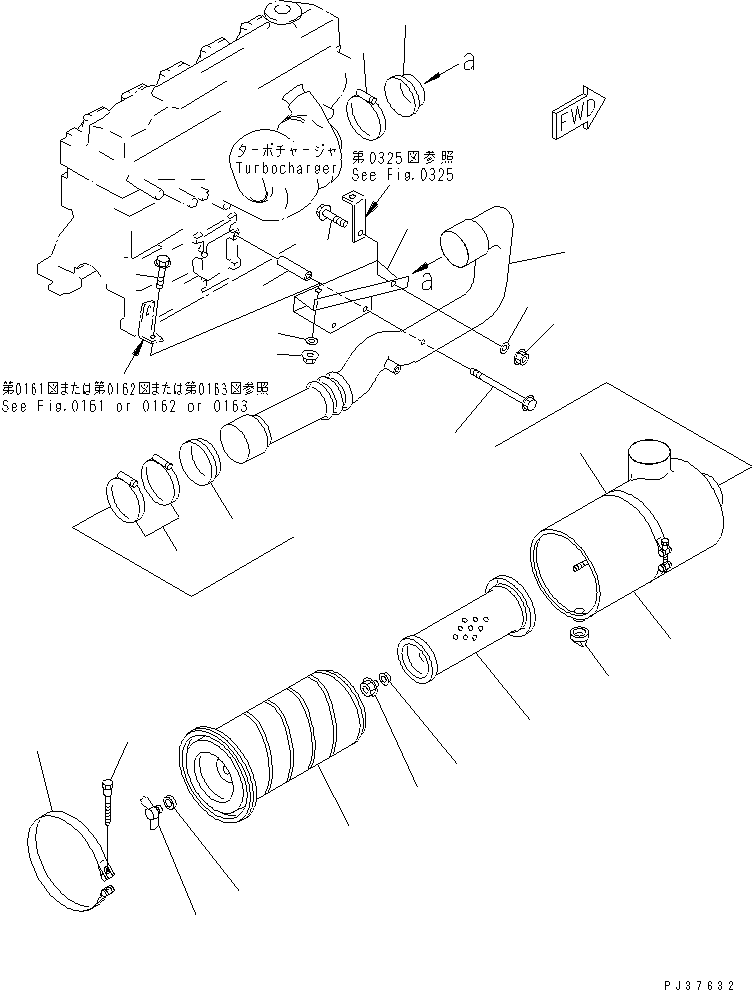 Engines Komatsu / S6D95L-1U-C S/N 35360-UP(s6d95l3c) / AIR CLEANER AND CONNECTION (DOUBLE ELEMENT TYPE)(#82576-)(030080 : 0142A)