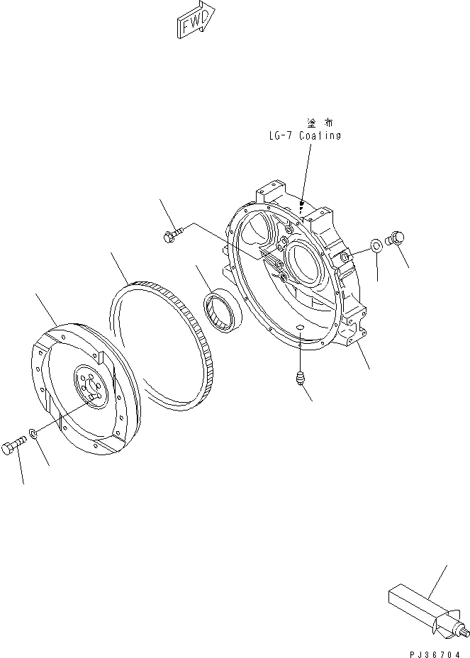 Engines Komatsu / S6D95L-1U-C S/N 35360-UP(s6d95l3c) / FLYWHEEL AND FLYWHEEL HOUSING(060040 : 0222)