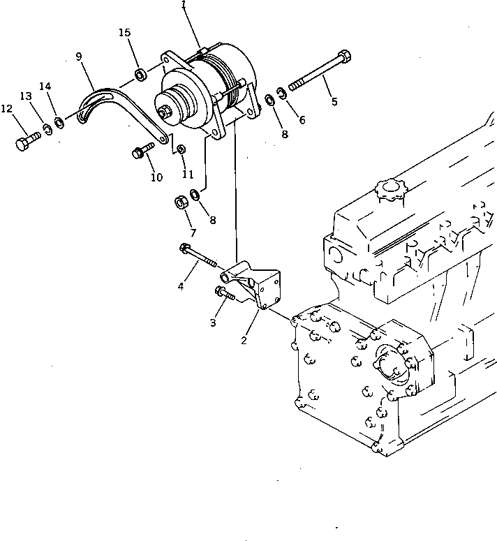 Komatsu parts book diagram for S6D95L-1KK-0 S/N 35360-UP: ALTERNATOR AND MOUNTING (25A)