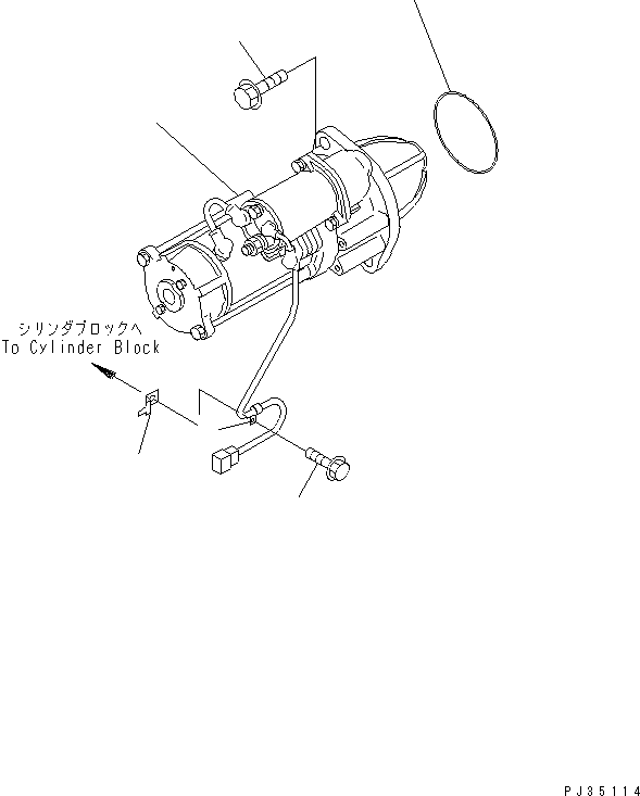 Komatsu parts book diagram for S6D95L-1KK-0 S/N 35360-UP: STARTING MOTOR AND MOUNTING (5.5KW)
