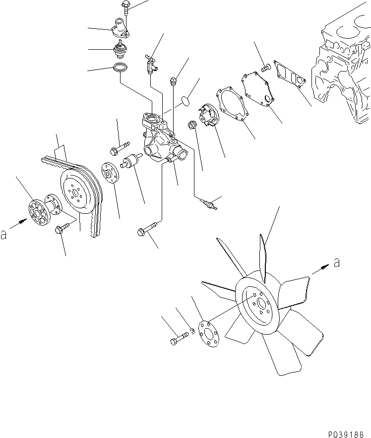 Engines Komatsu / S6D95L-1W S/N 15060-UP(s6d95l6c) / WATER PUMP AND COOLING FAN (FOR 35A ALTERNATOR)(#36830-)(150030 : 0504)