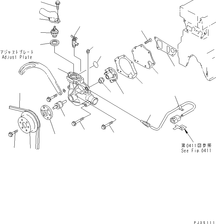 Engines Komatsu / S6D95L-1U-L S/N 35360-UP(s6d95l6r) / WATER PUMP AND MOUNTING(150010 : 0501)