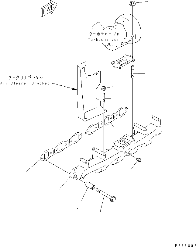 Komatsu parts book diagram for S6D95L-1NN S/N 106426-UP: EXHAUST MANIFOLD