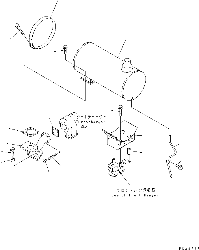 Komatsu parts book diagram for S6D95L-1NN S/N 106426-UP: MUFFLER